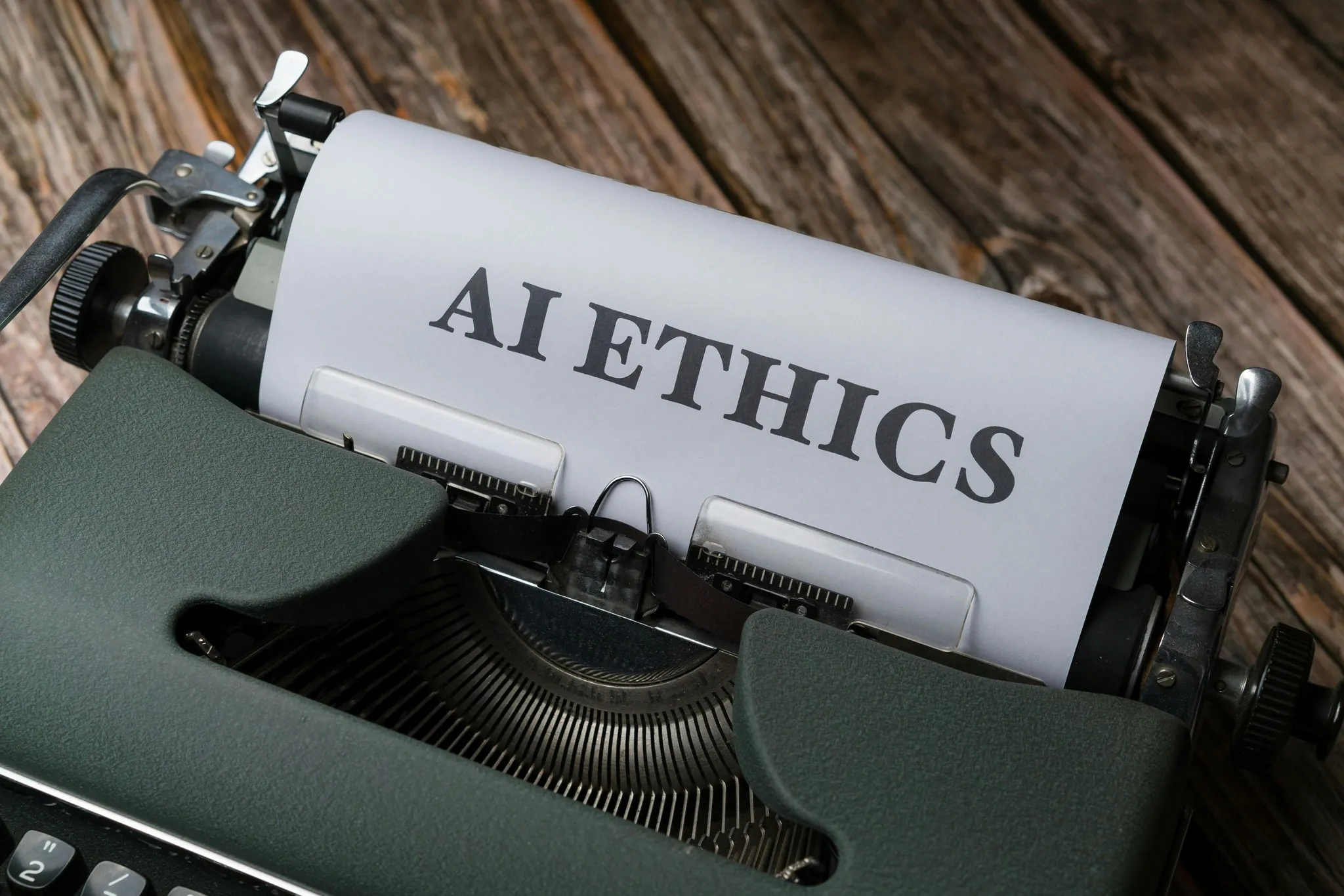 AI ethics writing on a typewriter