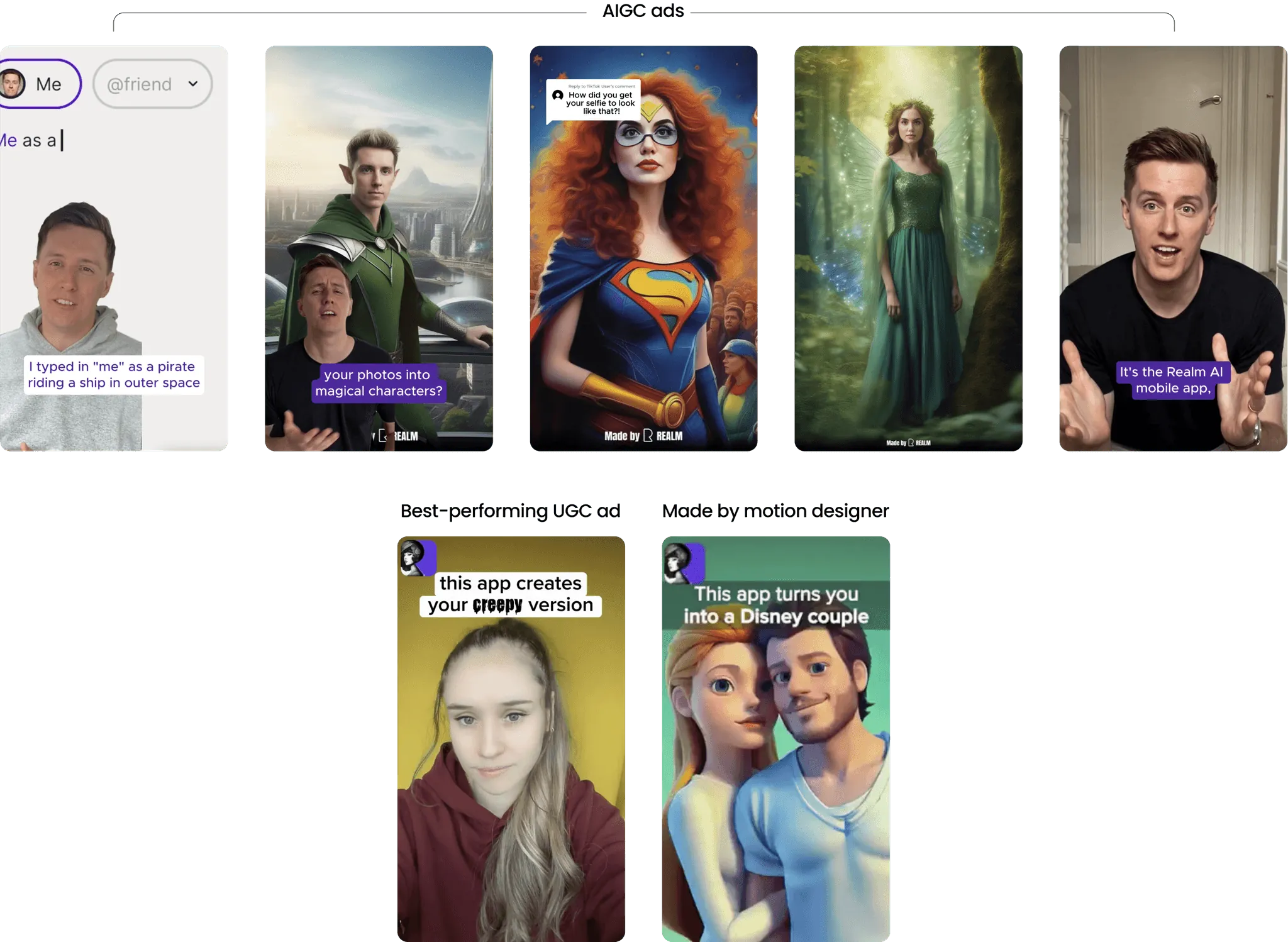 Short video ads for case study - 1 UGC, 1 made by motion designer, and 5 more made with AIGC tool Creatify AI