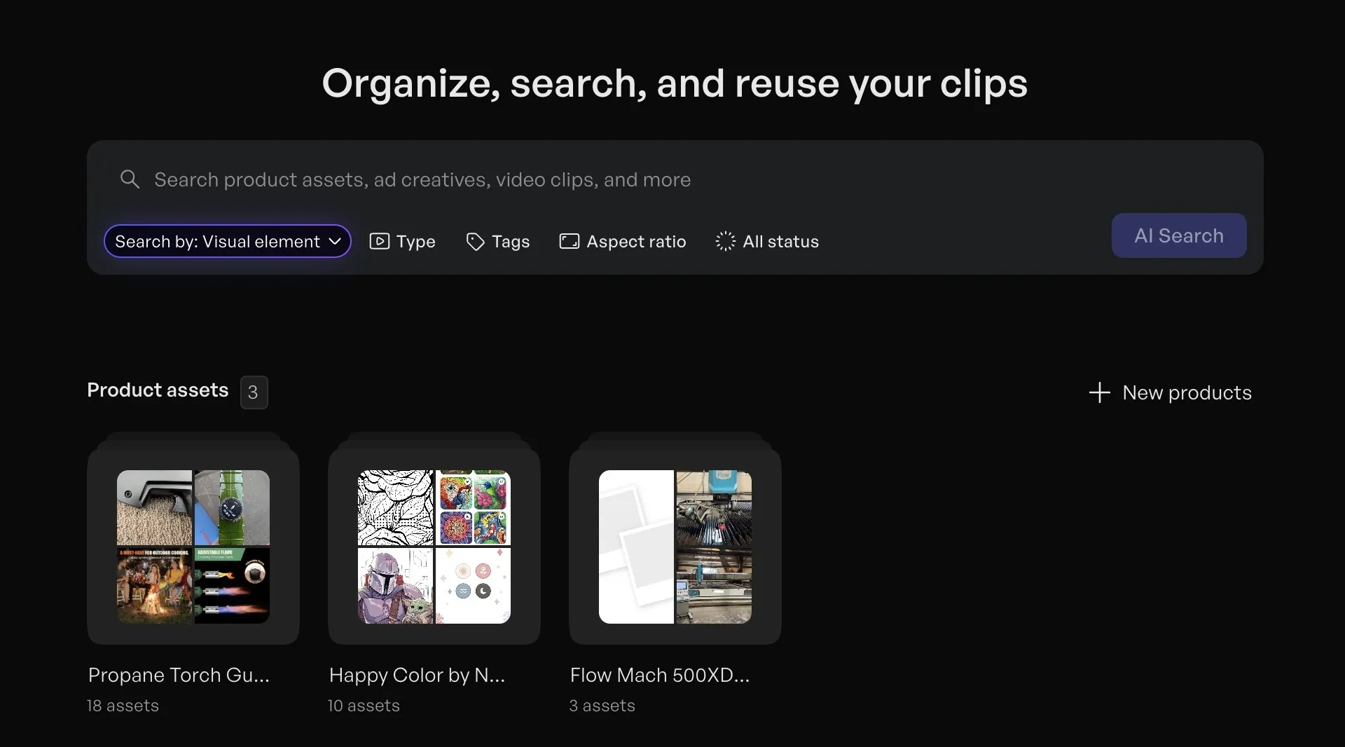 Creatify Smart Assets feature interface