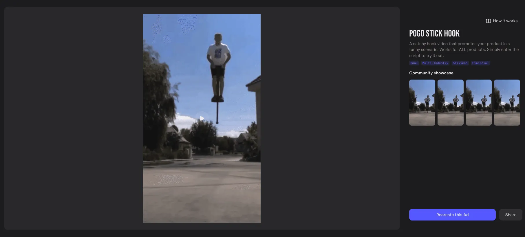 Pogo stick hook template