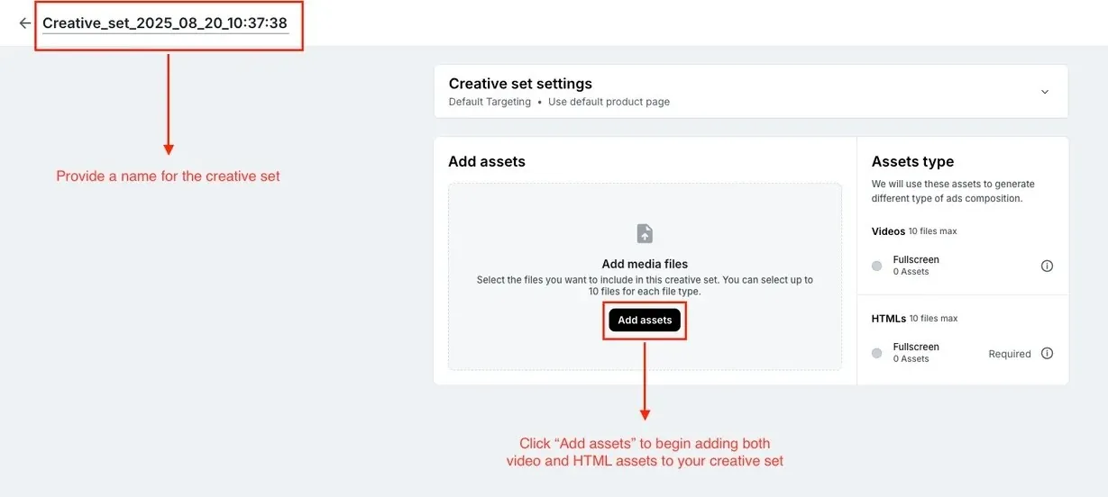 Axon interface - add creative assets