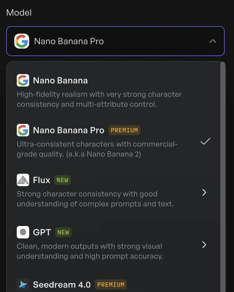 Creatify Asset Generator - AI models selector