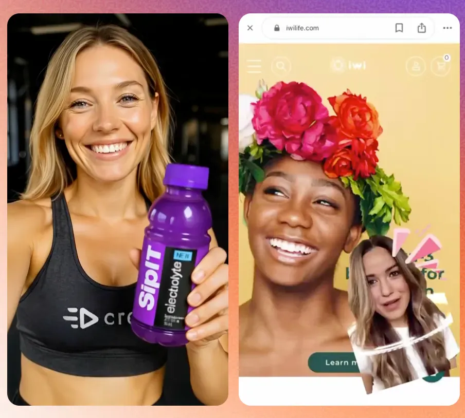 2 AI UGC ads side by side