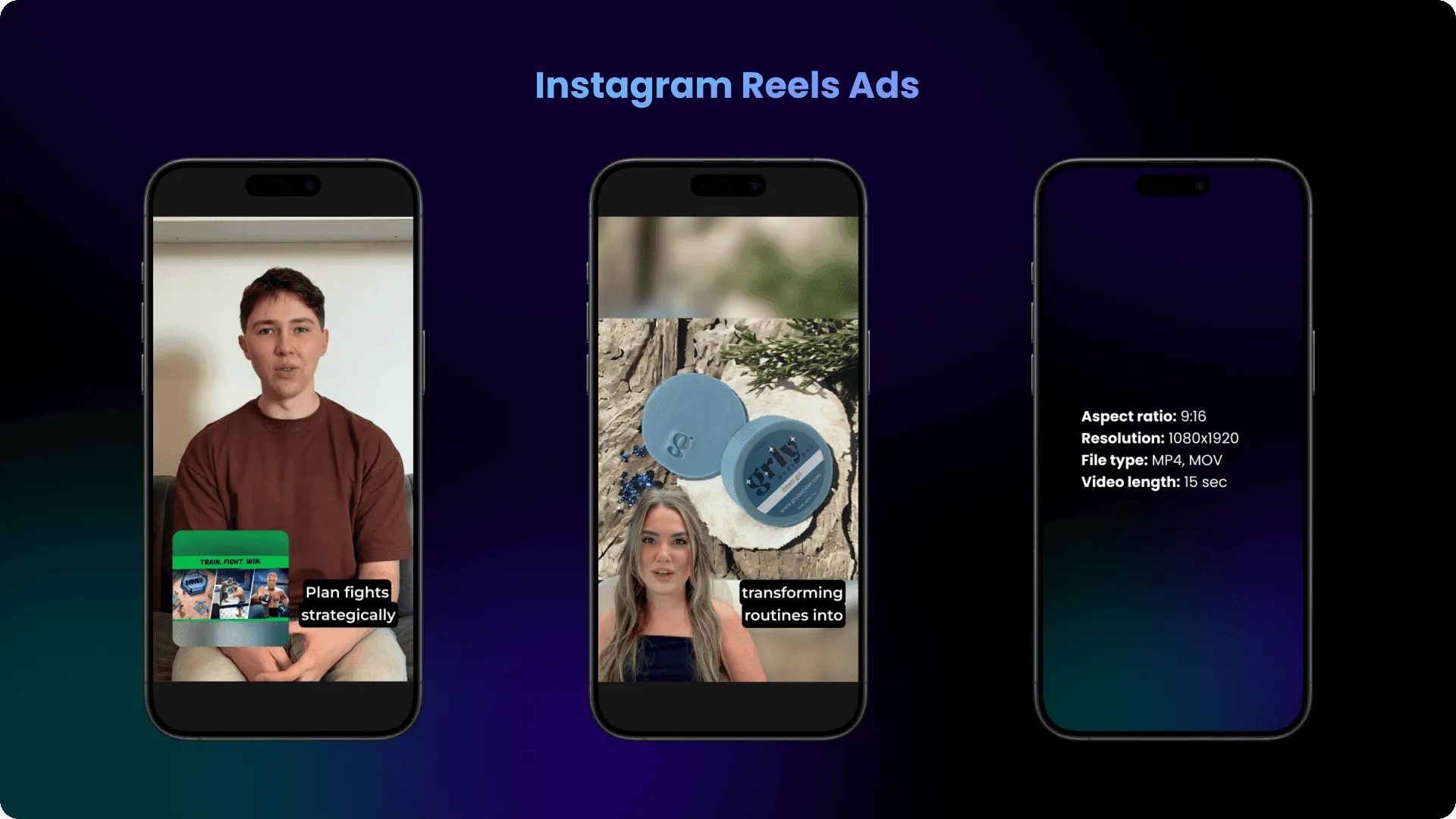 2 Instagram Reels ads and information on file specifications
