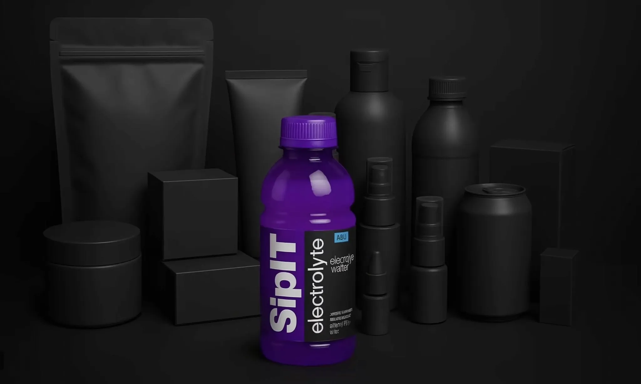 Various white label unbranded products displayed in a composition